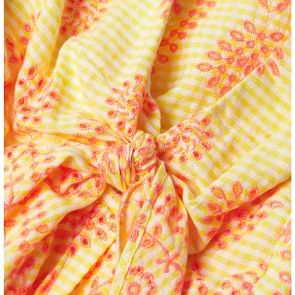 Lilly Pulitzer Sarafina Eyelet Babydoll Dress NWT 12 yellow orange puff sleeves - Picture 6 of 6